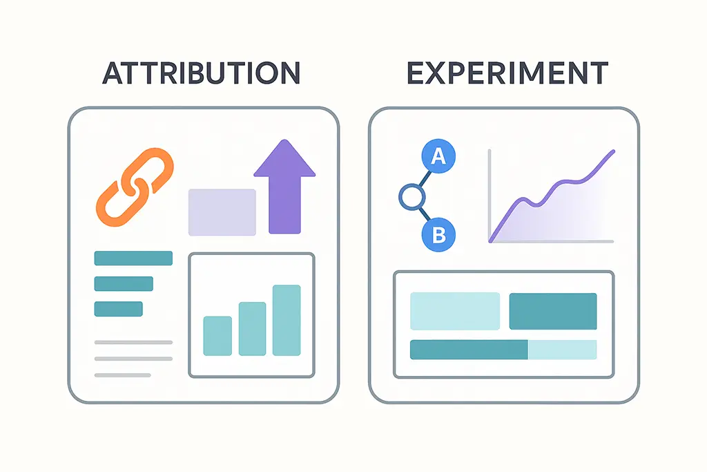 Diagram comparing attribution results with experiment results side by side.