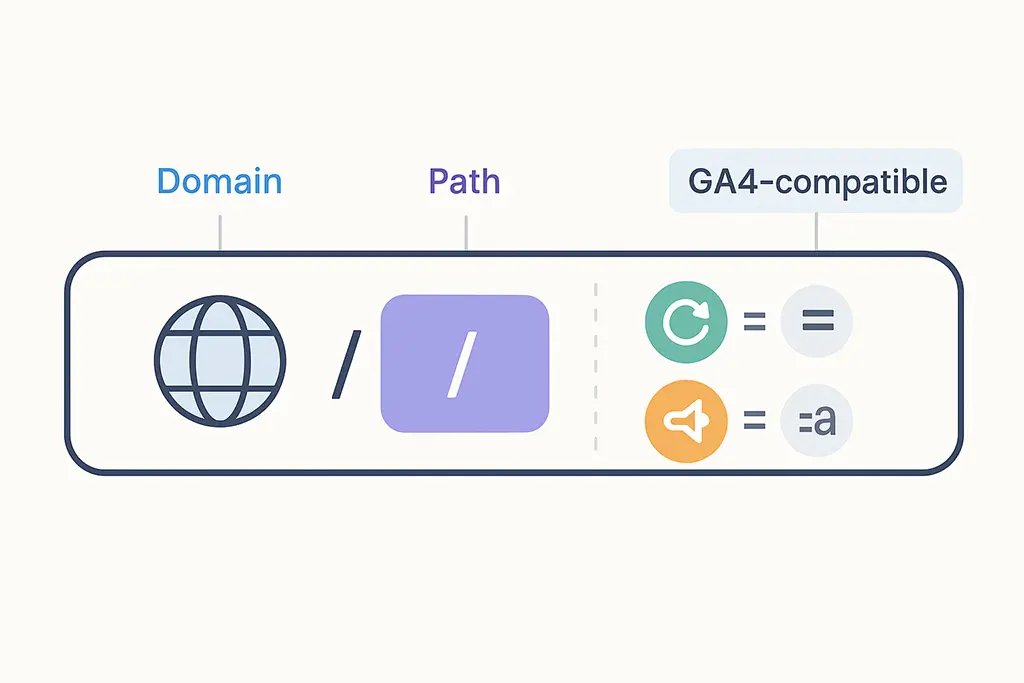 Diagram of a short link structure highlighting GA4-friendly tagging components.