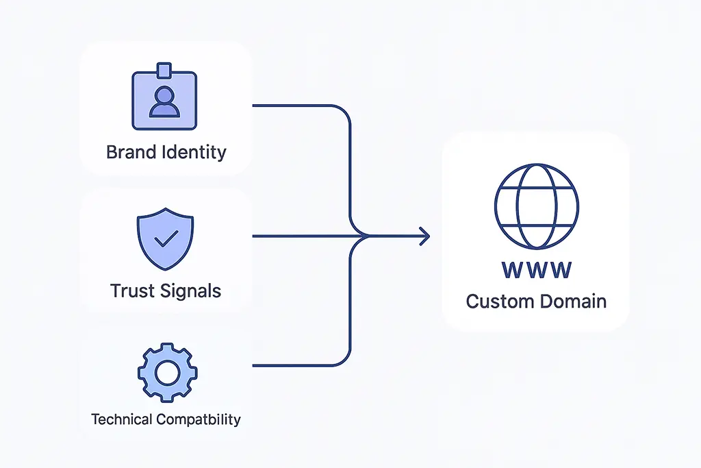 Diagram of a decision framework for choosing a custom short-link domain.
