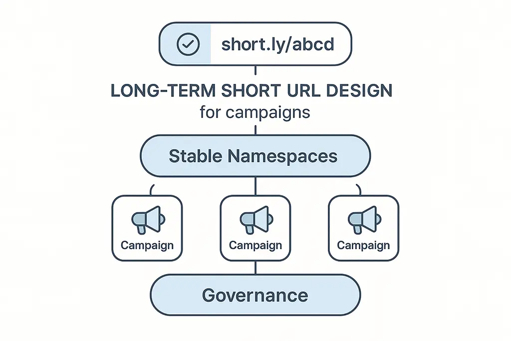 System diagram for managing short URLs across a long-term campaign.
